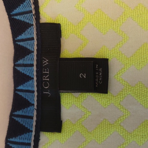 J Crew Neon Yellow and Deep Blue Geometric Print Midi Sheath Dress Size 2 EUC - Picture 6 of 16